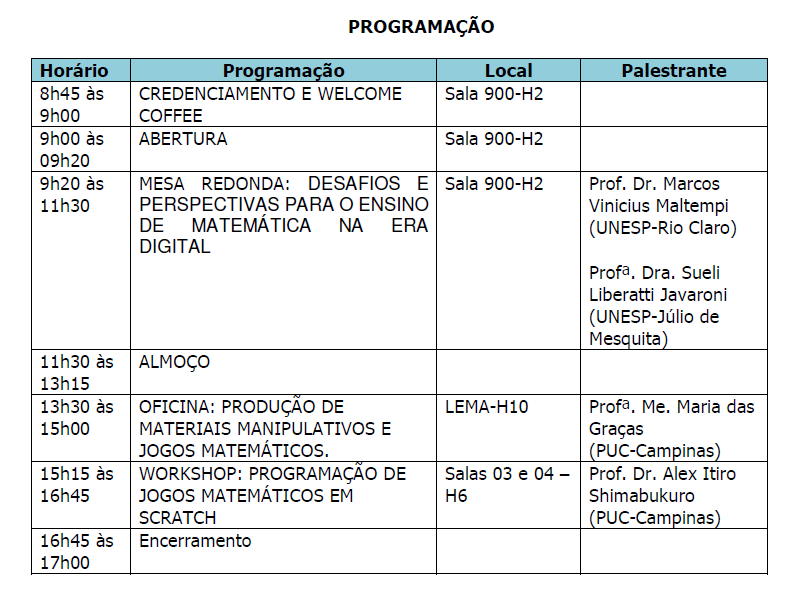 programação fórum matemática