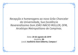 Recepção ao novo Grão-Chanceler @ Auditório Dom Gilberto
