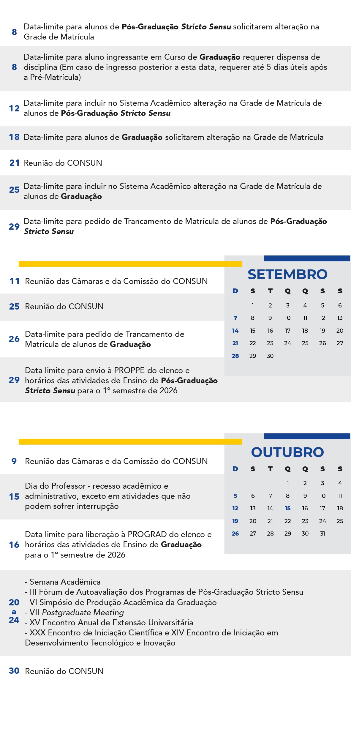Portal PUCCampinas » Calendário Acadêmico